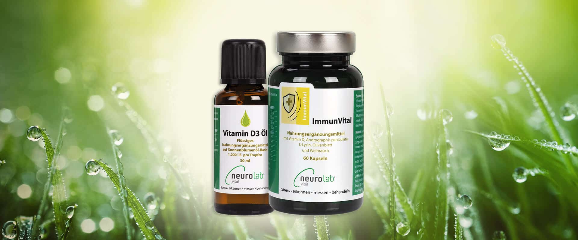 ImmunVital und Vitamin D3 Öl in freier Natur
