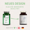 Eine Abbildung, die das neue Design des Produkts Omega-3 Fischöl von Neurolab Vital im Vergleich zum alten zeigt.