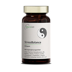 Eine Dose StressBalance steht vor einem weißen Hintergrund mit Studio Beleuchtung