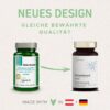 Eine Abbildung, die das neue Design des Produkts RückenGesund von Neurolab Vital im Vergleich zum alten zeigt.