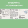 Ein Etikett zum Produkt RückenGesund von Neurolab Vital mit diversen Angaben wie Verzehrempfehlung, Zusammensetzung, Zutaten, Hinweise und mehr.