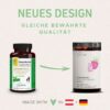 Eine Abbildung, die das neue Design des Produkts VitaminBombe von Neurolab Vital im Vergleich zum alten zeigt.