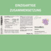 Ein Etikett zum Produkt ImmunBiotic von Neurolab Vital mit diversen Angaben wie Verzehrempfehlung, Zusammensetzung, Zutaten, Hinweise und mehr.